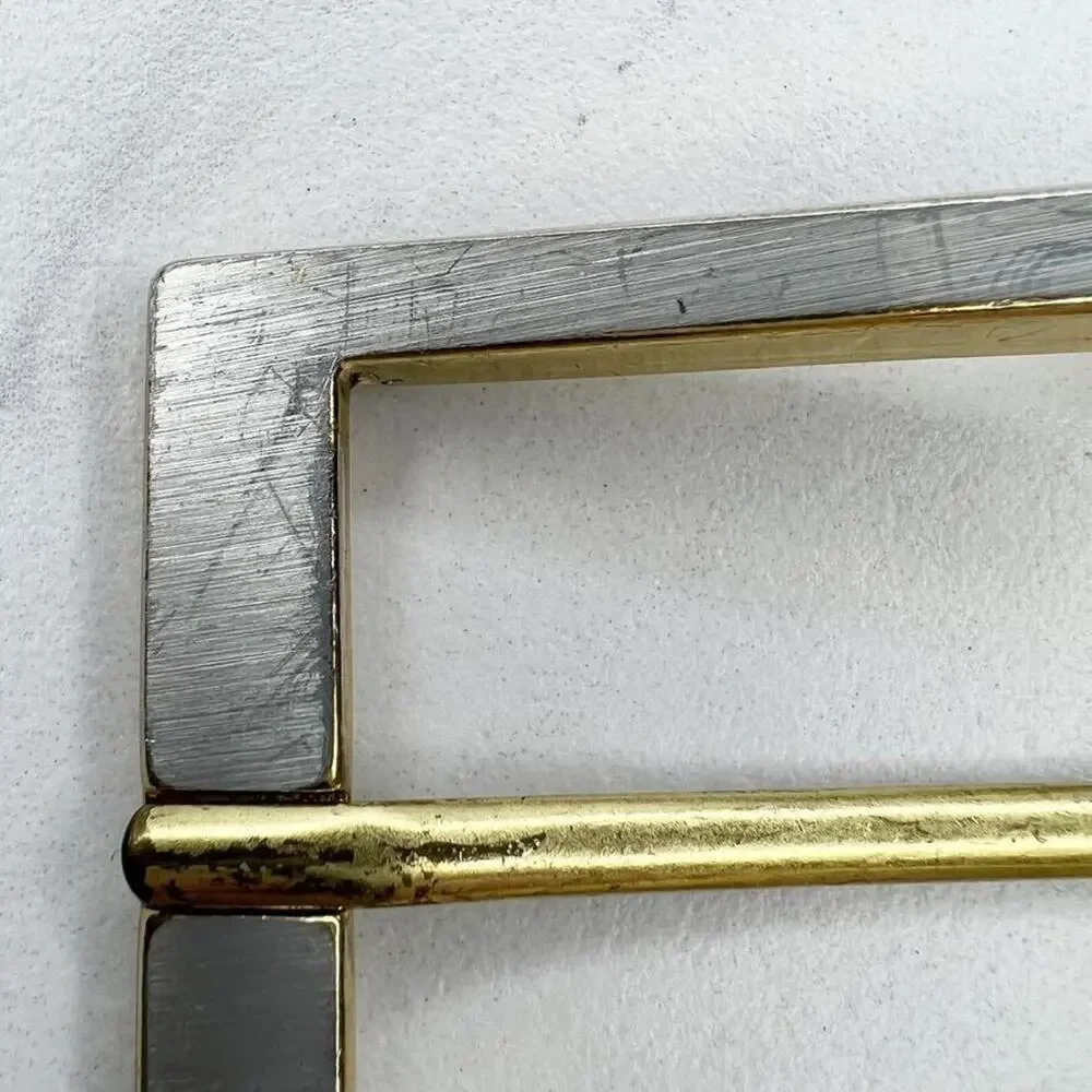 Vintage Silver and Gold Tone Simple Basic Belt Buckle